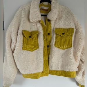 Corduroy Trim Teddy Jacket